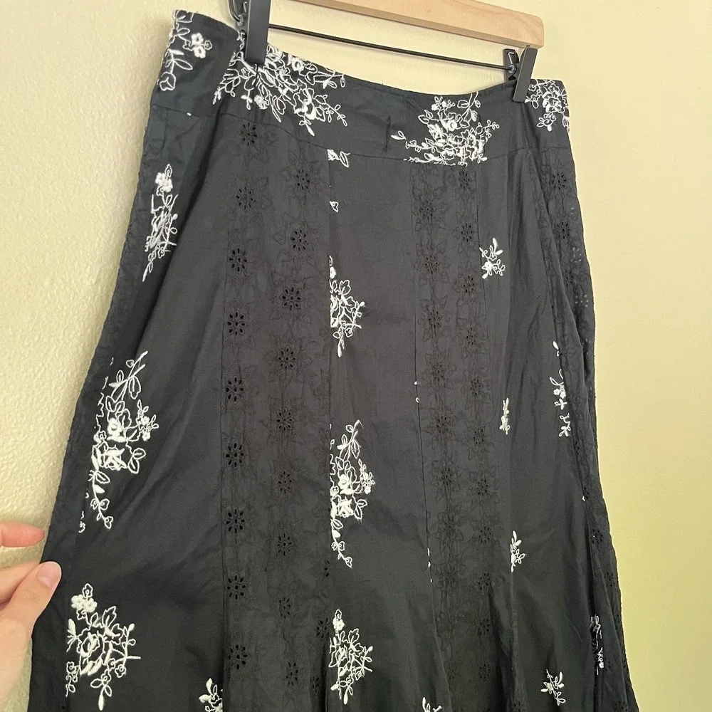 Women's Long Skirt Floral Black Lace Whimisgoth Fairy Grunge Gothic Witchy Boho